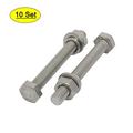 Unique Bargains 10 Set M6x50mm 316 Stainless Steel Hex Bolts w Nuts and Washers Assortment Kit