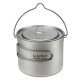Lixada 900ml Titanium Cup Pot Ultralight Portable Cup Hanging Pot with Lid and Foldable Handle Outdoor Camping Hiking Backpacking