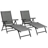 Patio Lounge Chair Patio Chaise Lounges Patio Folding Lounge Chairs For Outside Patio Pool Beach Yard with Adjustable Reclining Lounge Chairs Set Of 2 Gery