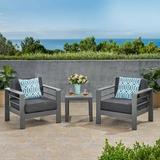 Miller Coral Outdoor 2 Seater Club Chair and Table Set Gray and Dark Gray