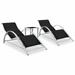 Dcenta 2 Piece Sun Loungers with Cushion and Glass Tabletop Table Set Aluminum Frame Chaise Lounge Chairs Black for Poolside Beach Backyard Balcony Garden Patio Outdoor Furniture