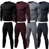 AmShibel Mens Thermal Underwear Set Compression Skiing Winter Warm Base Layers Tight Long Johns Top Bottom Set