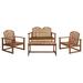 Anself Set of 4 Patio Lounge Set 2 Chairs with Garden Bench and Coffee Side Table Acacia Wood Sectional Outdoor Furniture Set for Patio Backyard Balcony