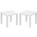 Home Square 2 Piece Square Resin Patio Side Table Set in White