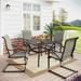 MF Studio 5-Piece Outdoor Dining Set with 4 Pieces Patio C-Spring Dining Chairs and 1 Piece Metal Square Dining Table Gray