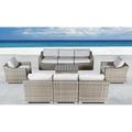 Living Source International Marina Wicker 9 Piece Patio Sofa Conversation Set