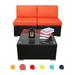 Excited Work 3 Pcs Patio Sofa PE Rattan Outdoor Wicker (ORANGE) Patio Conversation Set