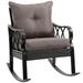 Outsunny Outdoor Wicker Rocking Chair with Padded Cushions Aluminum Furniture Rattan Porch Rocker Chair w/ Armrest for Garden Patio and Backyard Grey