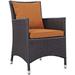 Pemberly Row Patio Dining Arm Chair in Espresso and Orange