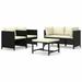 MABOTO 5 Piece Garden Set with Cushions Poly Rattan Black