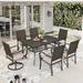 Sophia & William 7 Pieces Outdoor Patio Dining Set with 2 Swivel Wicker Chairs 4 Fixed Wicker Chairs and 1 Rectangle Steel Table for 6-person