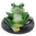 Resin Frogs Floating on Lotus Leaf Pond Decor Fountain Ornament E