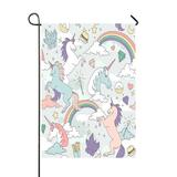 ABPHQTO Unicorns Rainbows Clouds Stars And Crystals Home Outdoor Garden Flag House Banner Size 28x40 Inch