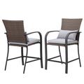 ESSENTIAL LOUNGER Outdoor Classic Brown Wicker Bar Set for 2 PCS Steel Frame for Poolsid