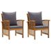 Dcenta 2 Piece Garden Chairs with Cushion and Pillow Acacia Wood Armchair for Patio Terrace Balcony Backyard Outdoor Furniture 23.2 x 26.4 x 32.7 Inches (W x D x H)