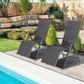 Patiojoy 2PCS Outdoor Cotton-padded Lounge chair Portable Folding Lounge Chair w/7 Adjustable Positions