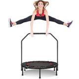 Upgraded Small Exercises Trampoline with Armrest Handle Indoor Outdoor Recreational Mini Rebounder Trampoline for Adults Kids Toddlers Max Load 330lbs