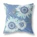 HomeRoots 411390 20 in. Sunflower Indoor & Outdoor Zippered Throw Pillow Blue & White