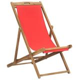 vidaXL Folding Beach Chair Solid Teak Wood Red 47417