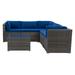 CorLiving Patio Sectional Set 6pc - Grey with Oxford Blue Fabric Cushions