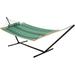 Castaway Living Blue & Green Stripe Quilted Hammock w/ Patented KD Space Saving Stand & Detachable Pillow