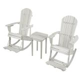 W Unlimited Zero Gravity Adirondack Rocking Chair with Built-in Footrest & 1 End Table White - Set of 2