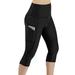 Paille Women High Waist Capris Tummy Control Yoga Crop Pants Compression Activewear Running Gym Jogger Fitness Pants with Pockets