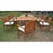 Teak Dining Set:8 Seater 9 Pc 122 Caranasas Double Extension Rectangle Table 8 Napa Stacking Arm Chairs Outdoor Patio Grade-A Teak Wood WholesaleTeak #WMDSNPv