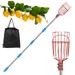 THRENS Fruit Picker Stick with Telescoping Pole Durable Stainless Basket Fruit Picking Tool