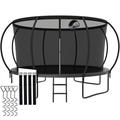 CITYLE Trampoline 14 FT 1400LBS Trampolines with Basketball Hoop No Gap Design Outdoor Trampoline with Safety Enclosure Net and Ladder Sprinkler Lights and Wind Sticks for 8 Kids and Adults