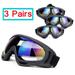 LELINTA 3 Pairs Ski Goggles Skate Glasses Over Glasses Winter Snow Outdoor Sports Skiing Snowboard Goggles with Anti-Fog 100% UV Helmet Compatibility for Unisex Women Men
