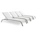 Pemberly Row Mesh Patio Chaise Lounge in White (Set of 4)