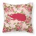 Beetle Shabby Chic Pink Roses Fabric Decorative Pillow