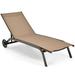 Costway Patio Lounge Chair Chaise Adjustable Back Recliner Garden W/Wheel Brown