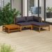 vidaXL 4 Piece Patio Lounge Set with Cushion Solid Acacia Wood