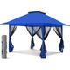 EAGLE PEAK 13 x 13 ft Pop-Up Gazebo Tent Instant w/ Mosquito Nettingï¼ŒOutdoor Gazebo Canopy Easy Set-up Folding Shelter (Blue)