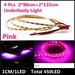 4Pcs Pink Purple LED Strip Under Car Underglow Underbody System Neon Light Kit