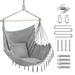 Hammock Chair Hanging Rope Swing - Portable Hammock Rope Chair Max 250 Lbs Porch Swing Seating Indoor or Outdoor(Light Gray)