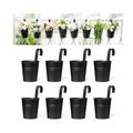 Topboutique 8 Pcs 10cm Metal Hanging Plant Pots with Detachable Hook Black Fence Flower Pots Garden Hanging Planter Bucket Flower holder for Balcony Fence Railing Garden Home DÃ©cor