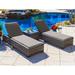 Sorrento 3-Piece Resin Wicker Outdoor Patio Furniture Chaise Lounge Set in Gray w/ Two Chaise Lounge Chairs and Side Table (Flat-Weave Gray Wicker Sunbrella Canvas Taupe)