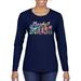 Wild Bobby Colorful Baseball Mom Mother s Day Women Graphic Long Sleeve T-Shirt Navy Medium