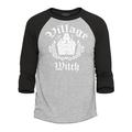 Shop4Ever Men s Village Witch Spooky Halloween Witches Raglan Baseball Shirt X-Small Heather Grey/Black