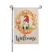 Pumpkin Fall Garden Flag Welcome Yard Flag Thanksgiving Holiday Decor with Gnomes and Wreath Outdoor Decorations 12 x 18 inch