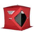 Outsunny 2-4 People Ice Fishing Shelter Pop-up Portable Ice Fishing Tent Red