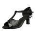 Sandals Women Women S Color Fashion Rumba Waltz Prom Ballroom Latin Dance Shoes Sandals Women S Sandals Pu Black 40