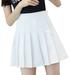 Pgeraug Fall Dresses for Women 2024 High Waist Pleated Mini Skirt Slim Waist Tennis Skirt Dresses for Women 2024 White 2Xl