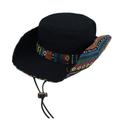 WITHMOONS Mens Wide Brim Boonie Bush Hat Aztec Pattern Outdoor Fishing Bucket Hat KR81416 (Black)