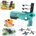 POINTERTECK Bubble Catapult Plane Toy Airplane Fun Shooting Game for Kids One-Click Ejection Model Foam Airplane with 4 Pcs Glider Airplane Launcher Outdoor Sports Flying Toys Gifts Birthday Party