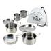 8pcs Outdoor Pan Set Stainless Steel Stacking Pots Hiking Pot Camping Cookware Non-stick Picnic Cooking Bowl Pot Kit