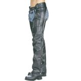 Xelement 7550 Classic Black Unisex Leather Motorcycle Riding Chaps 44
